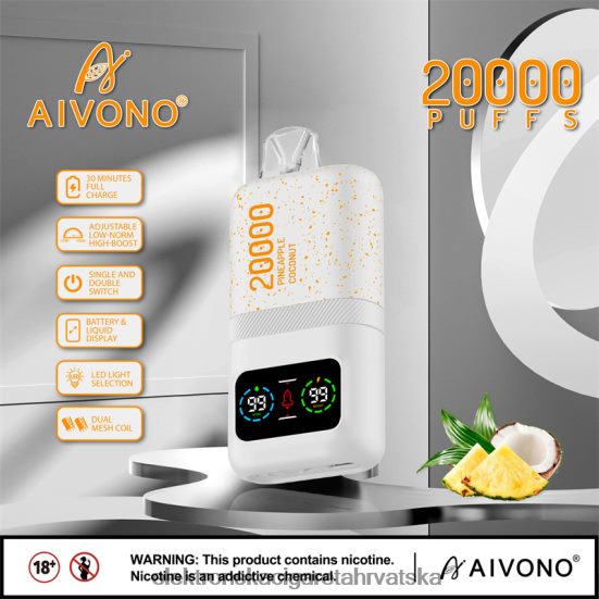 Elektronska Cigareta Hrvatska - Aivono AIM magic 20000 ananas kokosov led L668DF76