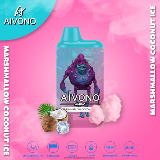 E Cigareta Cijena - Aivono AIM MAGIC 5800 kutija za cigarete marshmallow kokosov led L668DF95