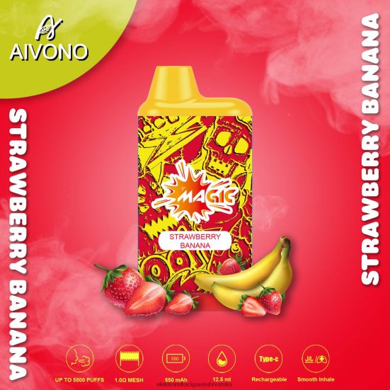 E Cigareta Tekućina - Aivono AIM MAGIC 5800 kutija za cigarete jagoda banana L668DF93