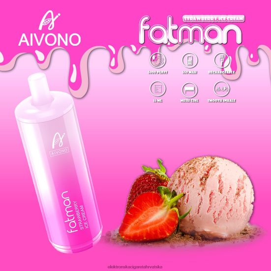 E Cigareta Tekućina - Aivono FATMAN 6800 sladoled od jagoda L668DF21
