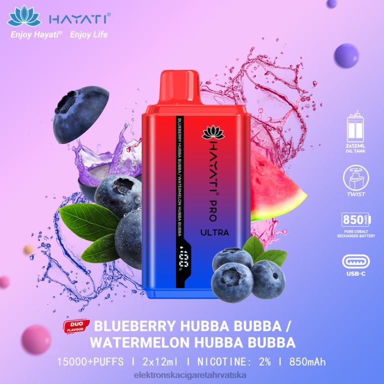 Elektronska Cigareta Brez Nikotina - borovnica hubba bubba/lubenica hubba bubba DJFJL222 Hayati Pro Ultra