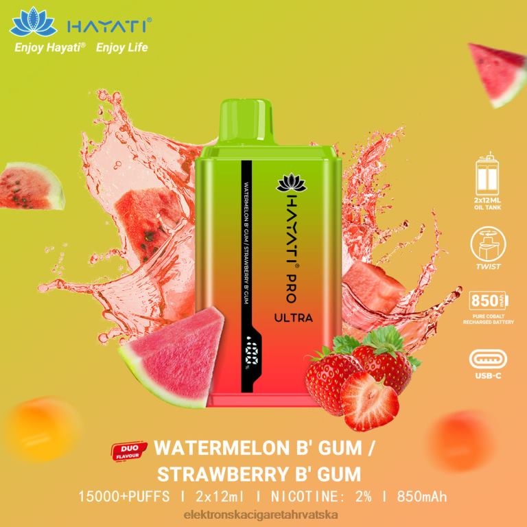 Elektronska Cigareta Hrvatska - lubenica bubblegum/strawberry bubblegum DJFJL232 Hayati Pro Ultra