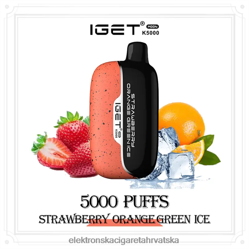 Jednokratni Vape Bez Nikotina - IGET Moon k5000 jagoda narančasta zelena led 6H60F12