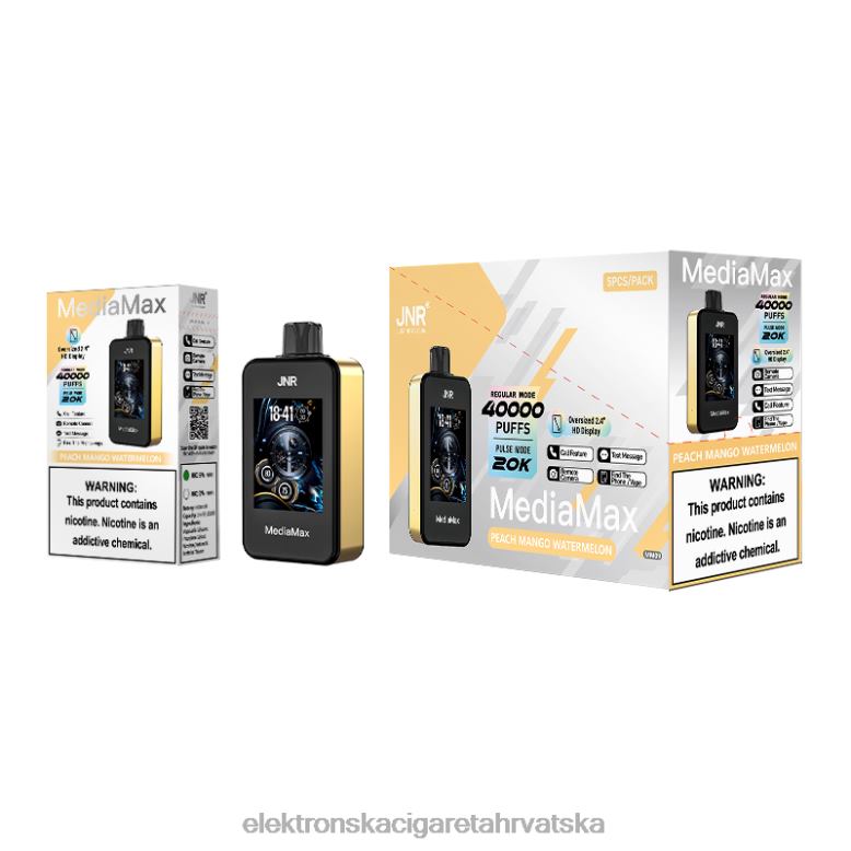Elektronska Cigareta Brez Nikotina - JNR MediaMax 40k puff 6P80N15 breskva mango lubenica