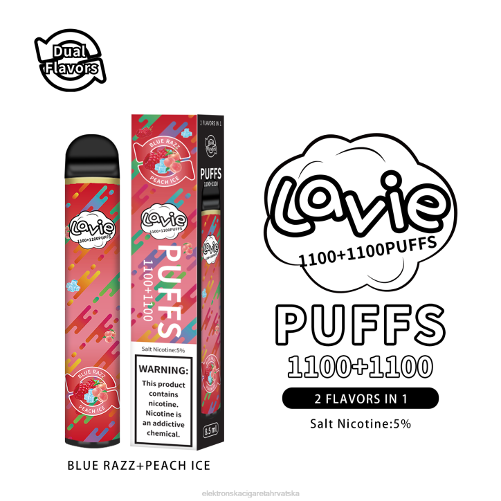 E Cigareta Tisak Cijena - plavi razz/peach ice LAVIE BAR Switch 2200 udaha 6F8X298
