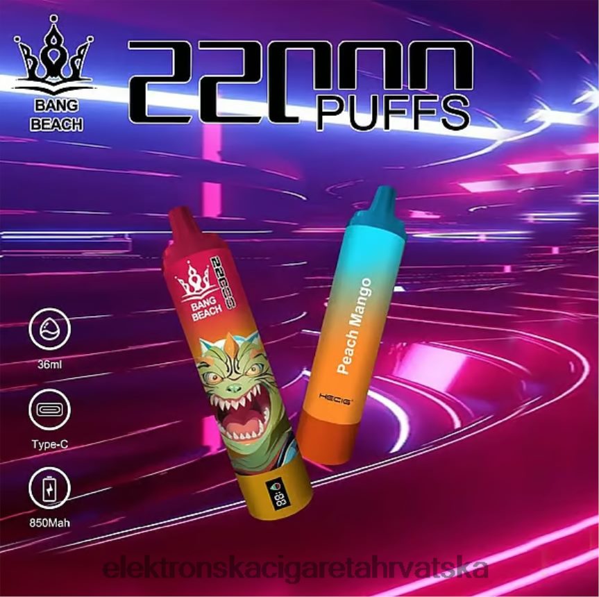 E Cigareta - Bang Beach Pametni zaslon s 22000 udaha breskva mango 66HPFL24