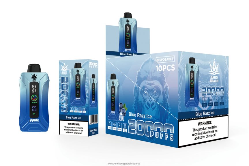 E Cigareta Cijena - Bang Beach Vape s pametnim zaslonom od 20 000 udaha plavi razz led 66HPFL11