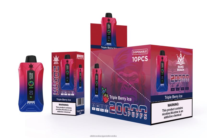E Tekućina - Bang Beach Vape s pametnim zaslonom od 20 000 udaha trostruki bobičasti led 66HPFL8