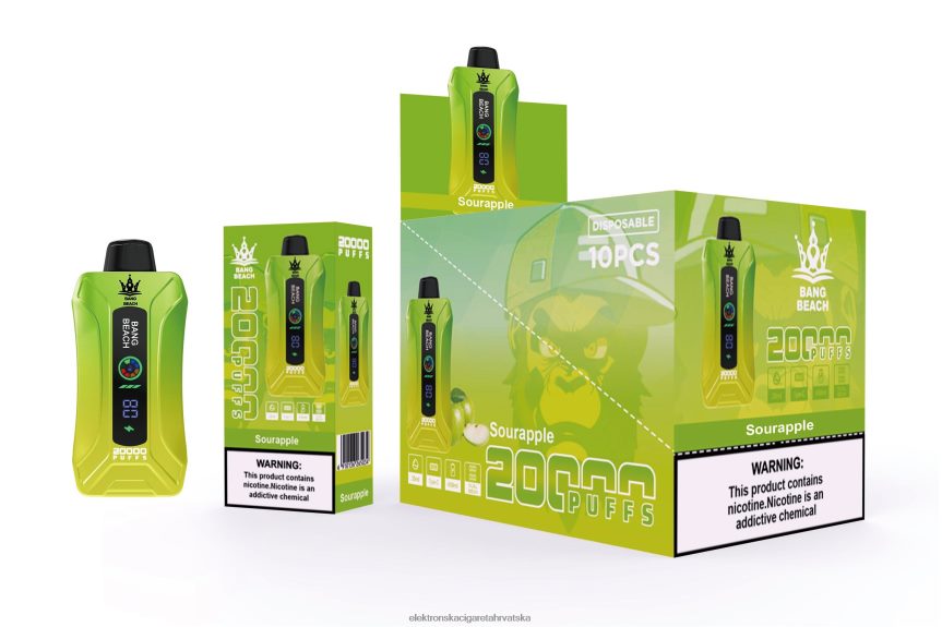 Elektronska Cigareta Cijena - Bang Beach Vape s pametnim zaslonom od 20 000 udaha kisela jabuka 66HPFL1