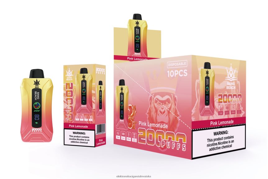 Elektronska Cigareta Hrvatska - Bang Beach Vape s pametnim zaslonom od 20 000 udaha ružičasta limunada 66HPFL4
