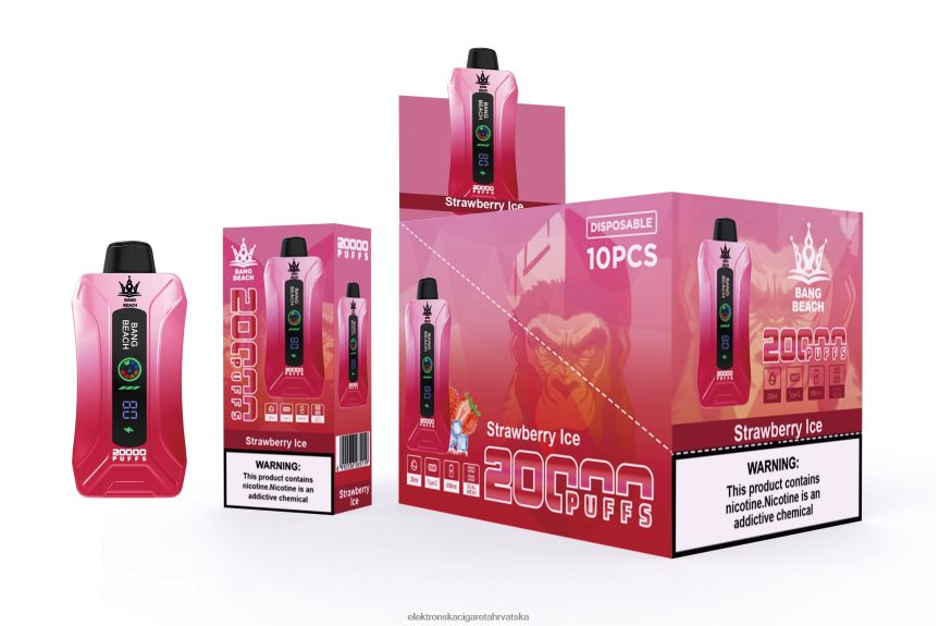 Jednokratni Vape Hrvatska - Bang Beach Vape s pametnim zaslonom od 20 000 udaha led od jagoda 66HPFL6