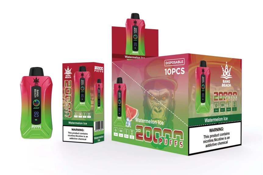 Smok Jednokratni Vape - Bang Beach Vape s pametnim zaslonom od 20 000 udaha led od lubenice 66HPFL7