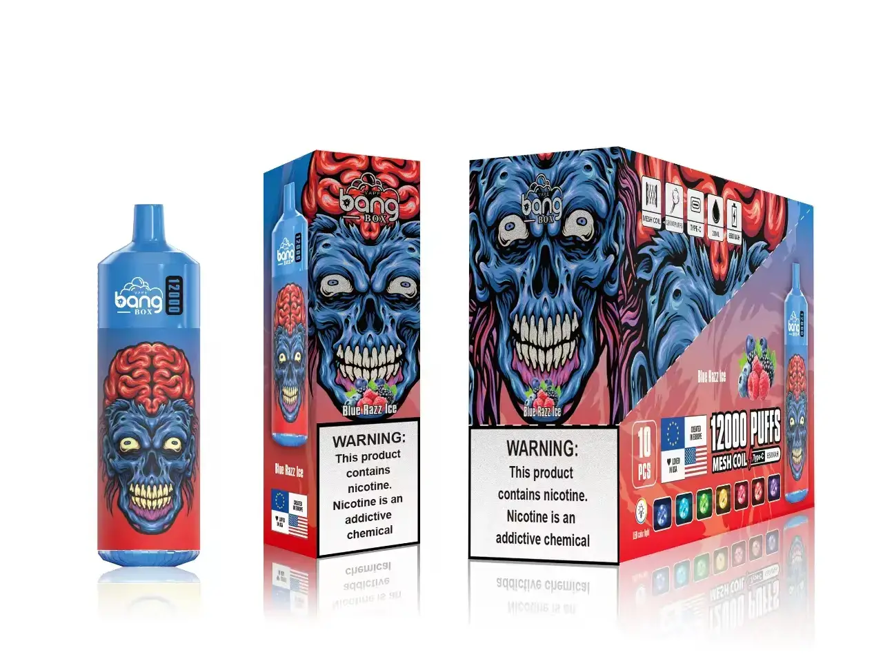 Jednokratni Vape Hrvatska - plavi razz led DJFJL117 Bang Box 12000 udaha