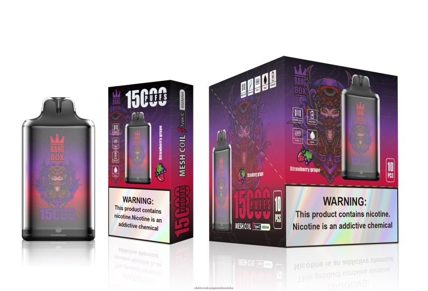 E Cigareta Tekućina - Bang Box s1-15000 udaha jagoda grožđe 66HPFL111