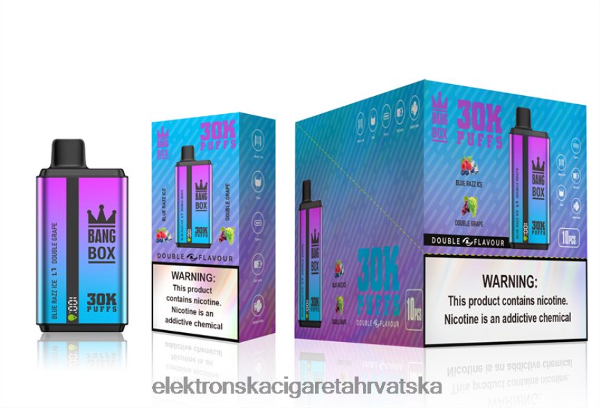 Jednokratni Vape Hrvatska - Bang Box 30000 dizanja dvostrukih okusa blue razz ice & double grape 66HPFL72