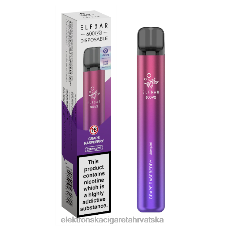 Elektronska Cigareta Brez Nikotina - grožđana malina DJFJL285 ELFBAR 600V2 20 mg