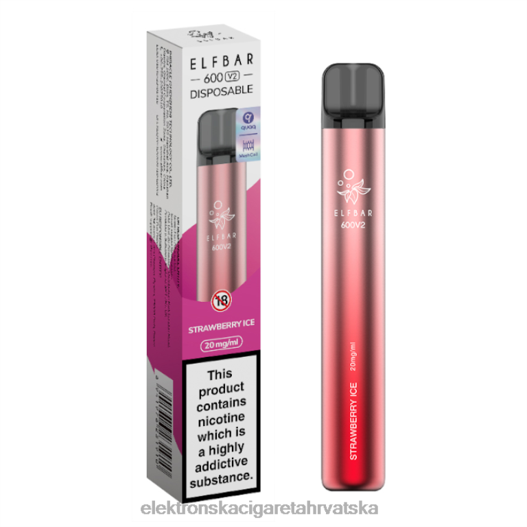 Elektronska Cigareta Brez Nikotina - led od jagoda DJFJL294 ELFBAR 600V2 20 mg
