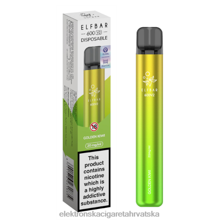 Elektronska Cigareta Za Enkratno Uporabo - zlatni kivi DJFJL283 ELFBAR 600V2 20 mg