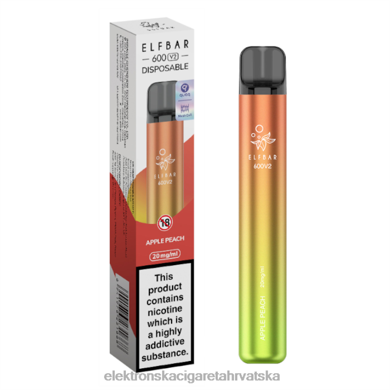 Jednokratni Vape Hrvatska - jabuka breskva DJFJL270 ELFBAR 600V2 20 mg