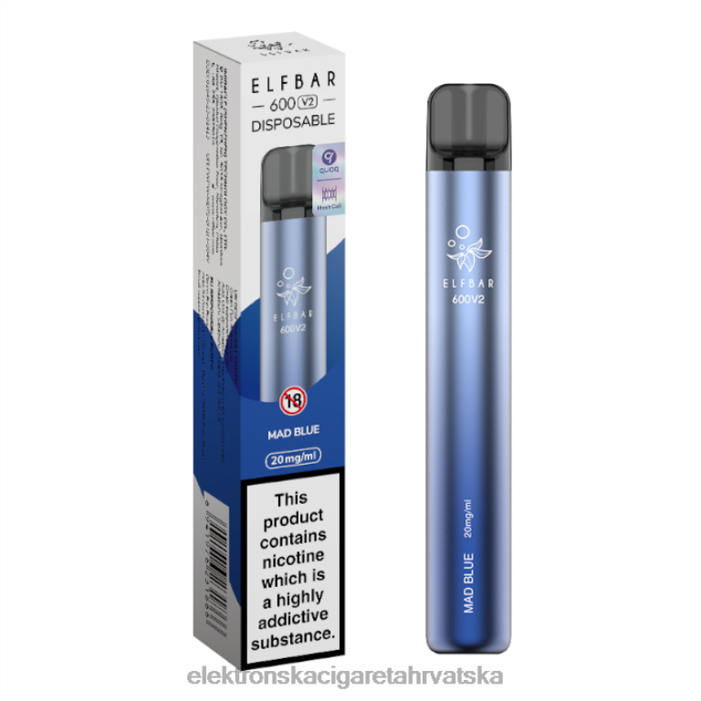Jednokratni Vape Hrvatska - ludo plava DJFJL288 ELFBAR 600V2 20 mg