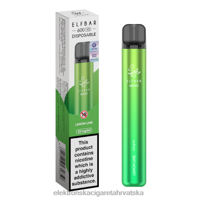 Jednokratni Vape Tisak - limun limeta DJFJL287 ELFBAR 600V2 20 mg