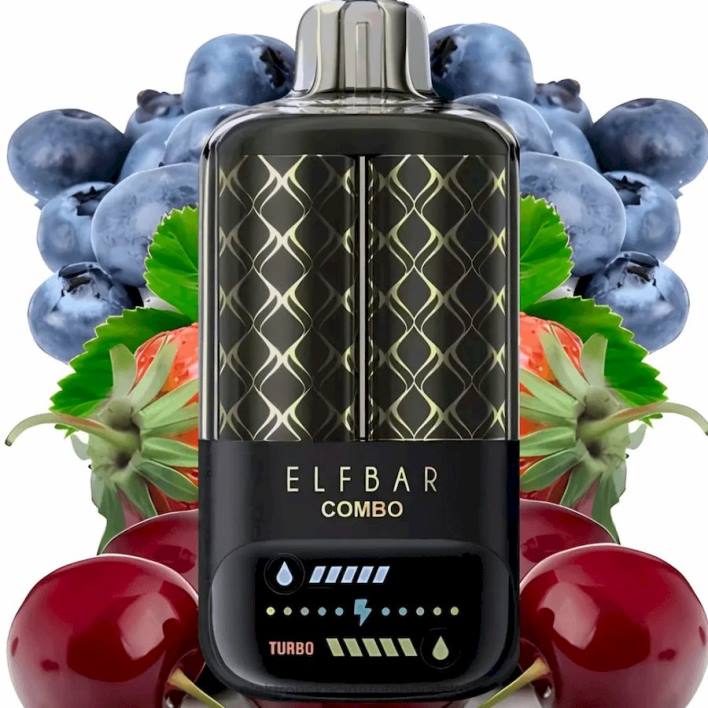 Elektronska Cigareta Petrol - borovnica kisela malina & trešnja Elf Bar Combo 25000 F2B02