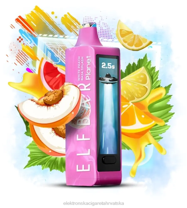 E Tekućina - bijela breskva baja splash Elf Bar Planet 25000 F2B020