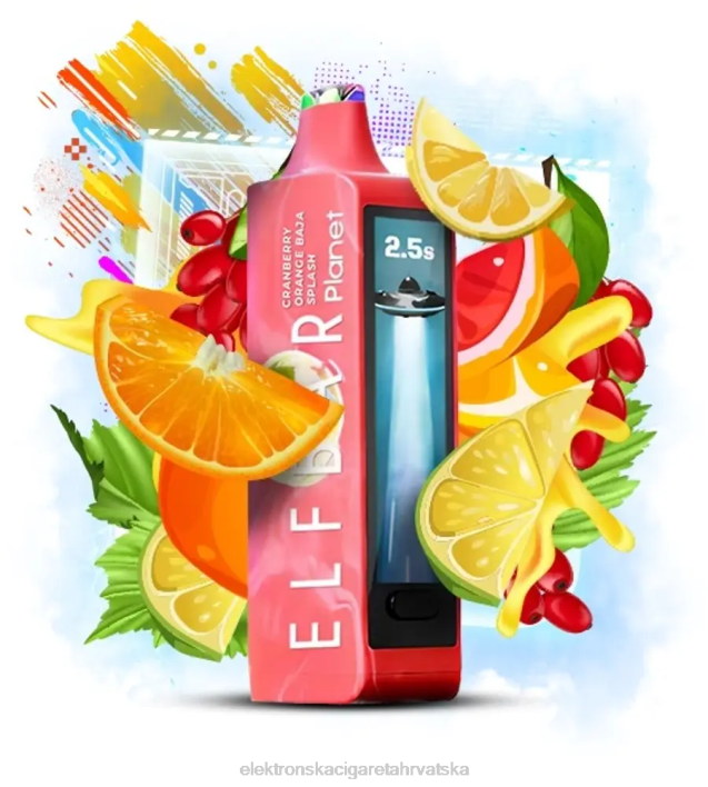 Jednokratni Vape Hrvatska - brusnica naranča baja splash Elf Bar Planet 25000 F2B030