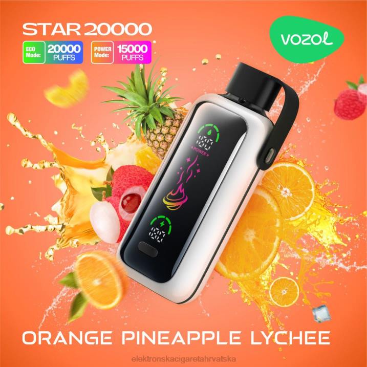 Elektronska Cigareta Brez Nikotina - naranča ananas liči VOZOL STAR 20000 N8RT15