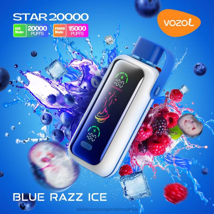 Elektronska Cigareta Za Enkratno Uporabo - plavi razz led VOZOL STAR 20000 N8RT4
