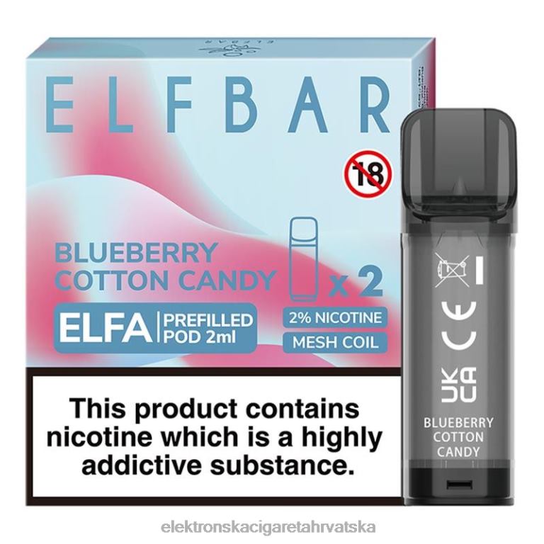 Elektronska Cigareta Hrvatska - borovnica šećerna vuna DJFJL331 ELFBAR Elfa napunjena kapsula - 2 ml - 20 mg (2 pakiranja)