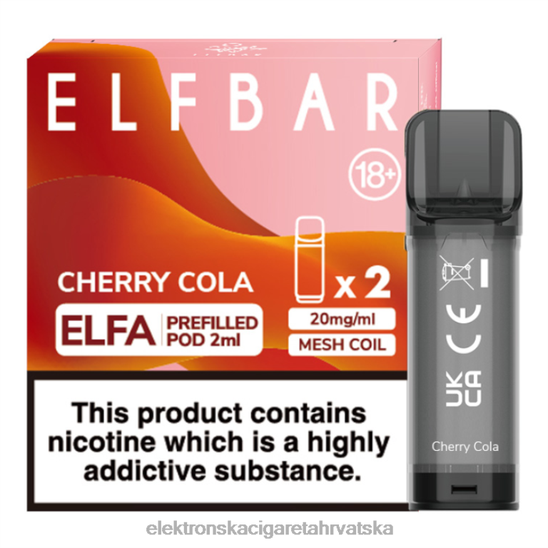 Elektronska Cigareta Hrvatska - cherry cola DJFJL322 ELFBAR Elfa napunjena kapsula - 2 ml - 20 mg (2 pakiranja)