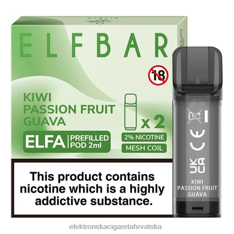Elektronska Cigareta Petrol - kivi marakuja guava DJFJL326 ELFBAR Elfa napunjena kapsula - 2 ml - 20 mg (2 pakiranja)
