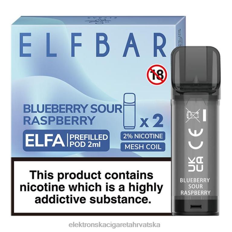 Jednokratni Vape Tisak - borovnica kisela malina DJFJL323 ELFBAR Elfa napunjena kapsula - 2 ml - 20 mg (2 pakiranja)